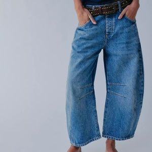 We The Free Good Luck Mid-Rise Barrel Jeans